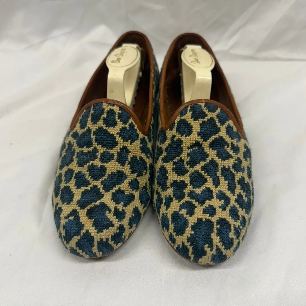 Zalo Vintage Women's Sz 6 Needlepoint Cheetah Print Flat Loafers